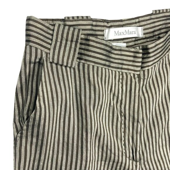 Max Mara Pants Womens Sz 2 Straight Leg Linen Silk Striped Classic Modern Career - Picture 3 of 16